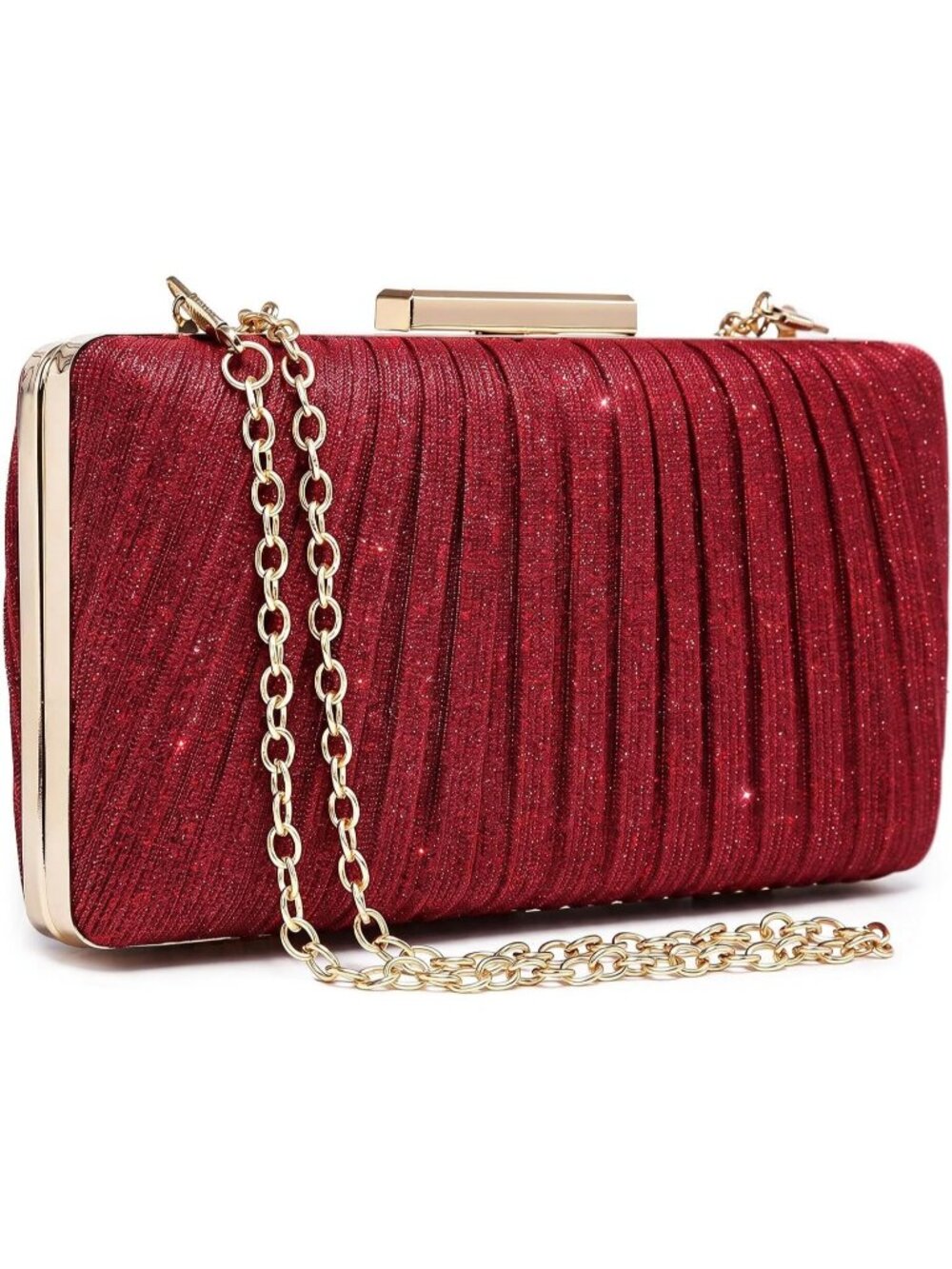 Women's Z Red Clutch Purse With Chain Strap Detachable Evening Handbag